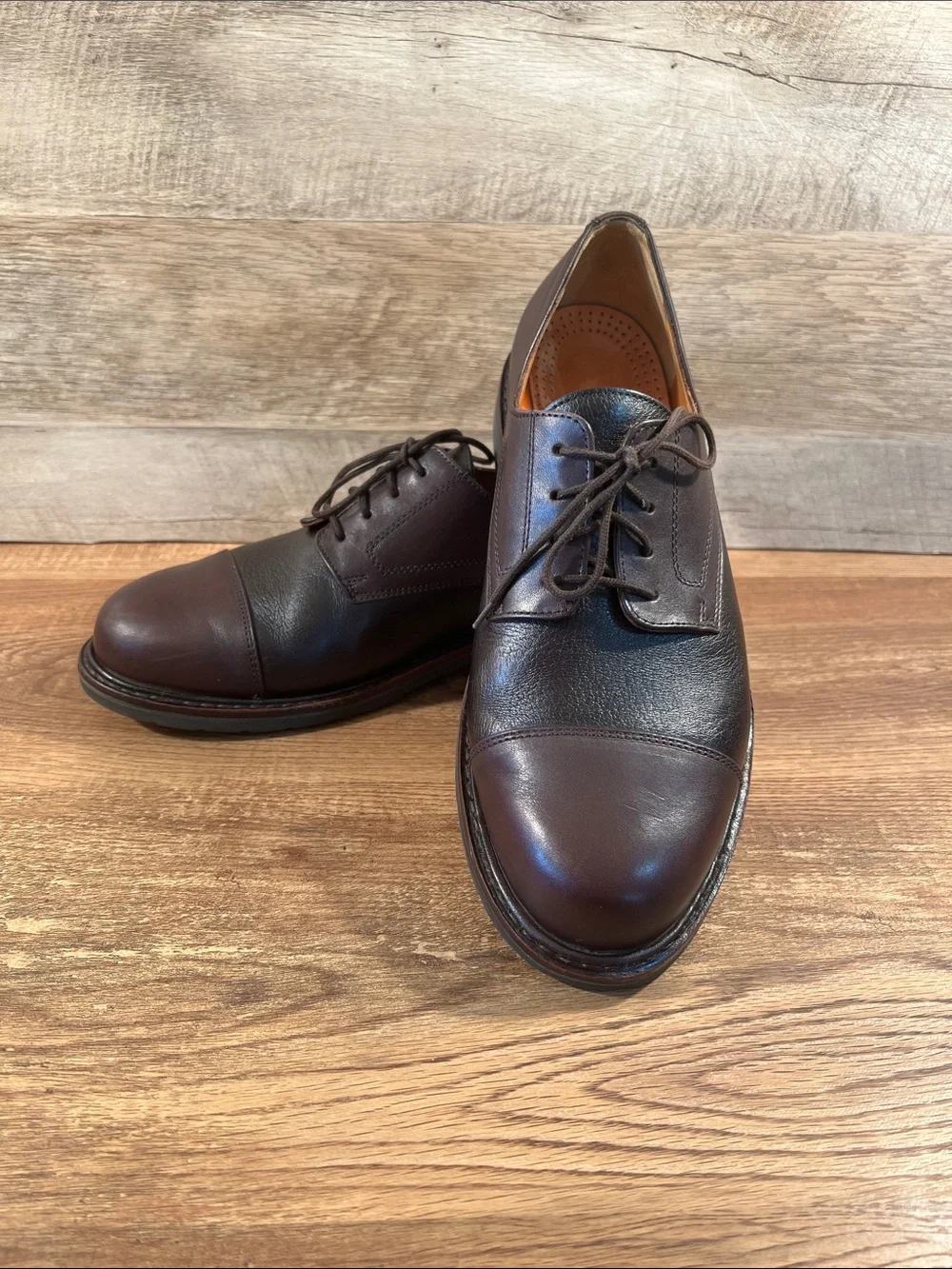 Mephisto Marlon Melchior Men 10 Brown Leather Cap Toe Derby Dress Shoes Rubber